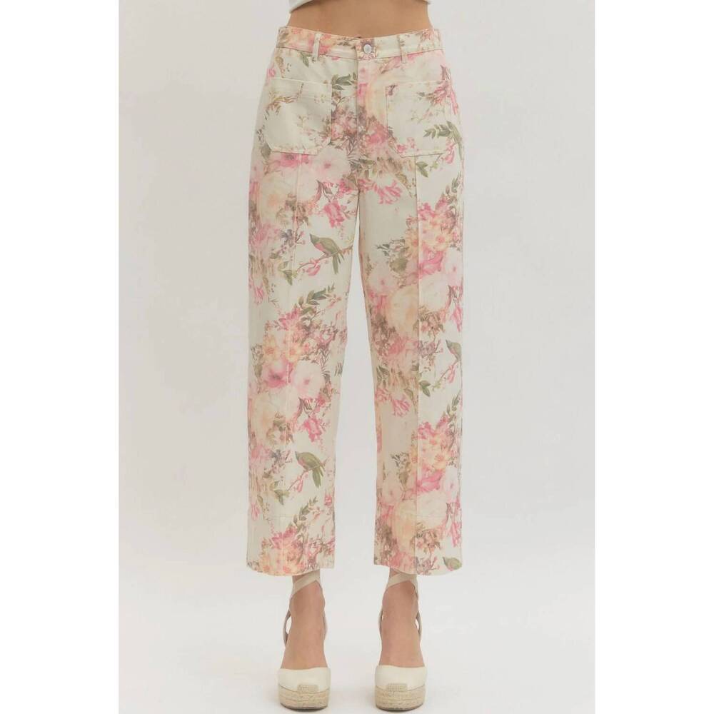 NEW ENTRO women's garden whisper trousers in pink
